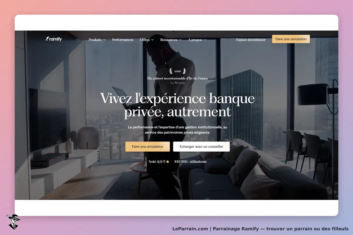 Ramify : page d'accueil avec un homme utilisant un ordinateur dans un intérieur moderne