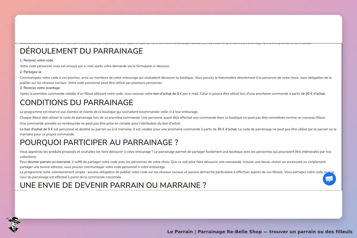 condition parrainage