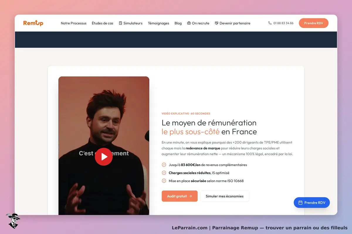 RemUp : page d'accueil avec vidéo explicative et informations sur la rémunération en France