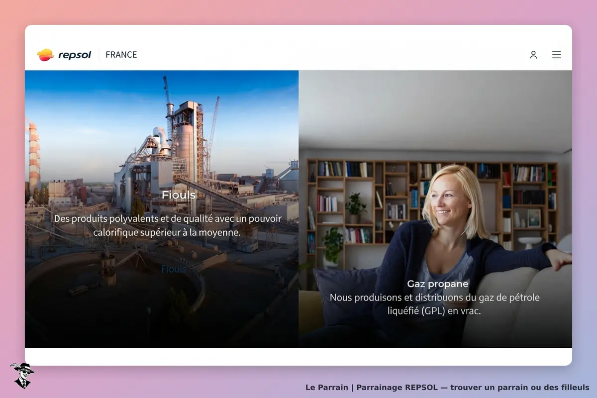 REPSOL : page d'accueil présentant des produits fioul et gaz propane avec images et descriptions