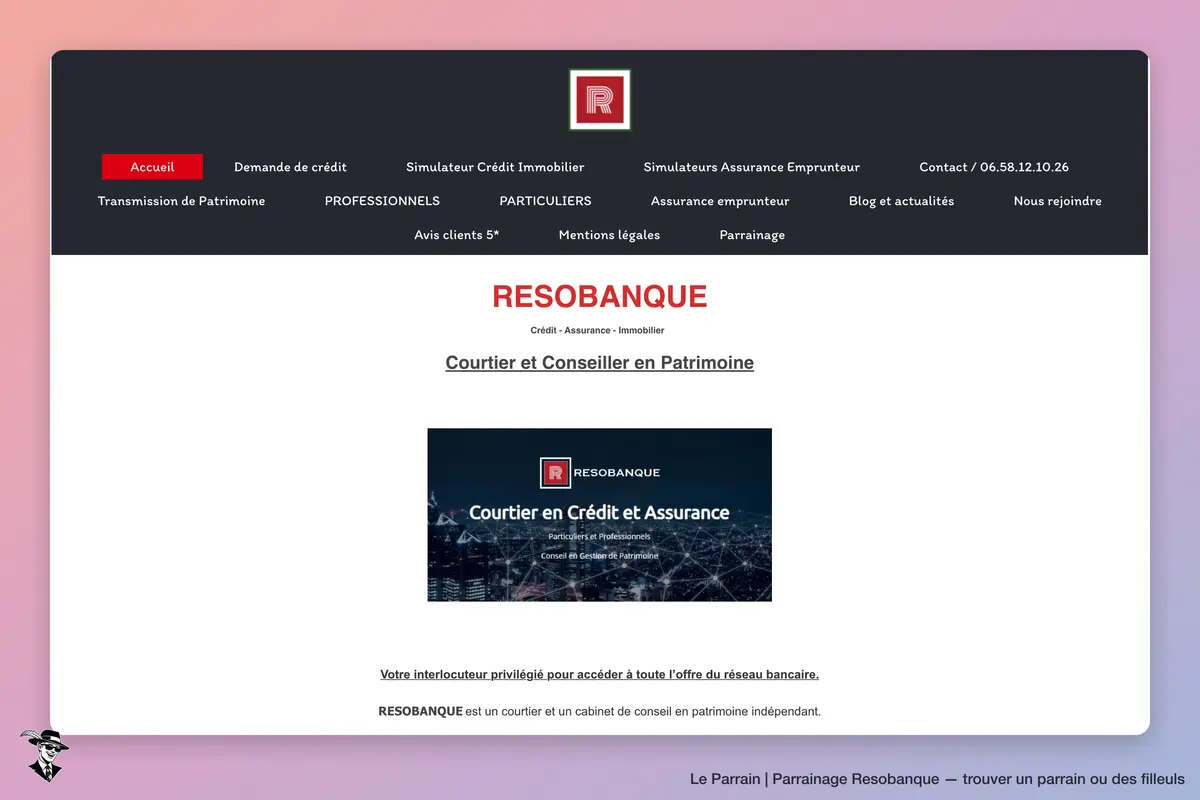 Page d'accueil de Resobanque