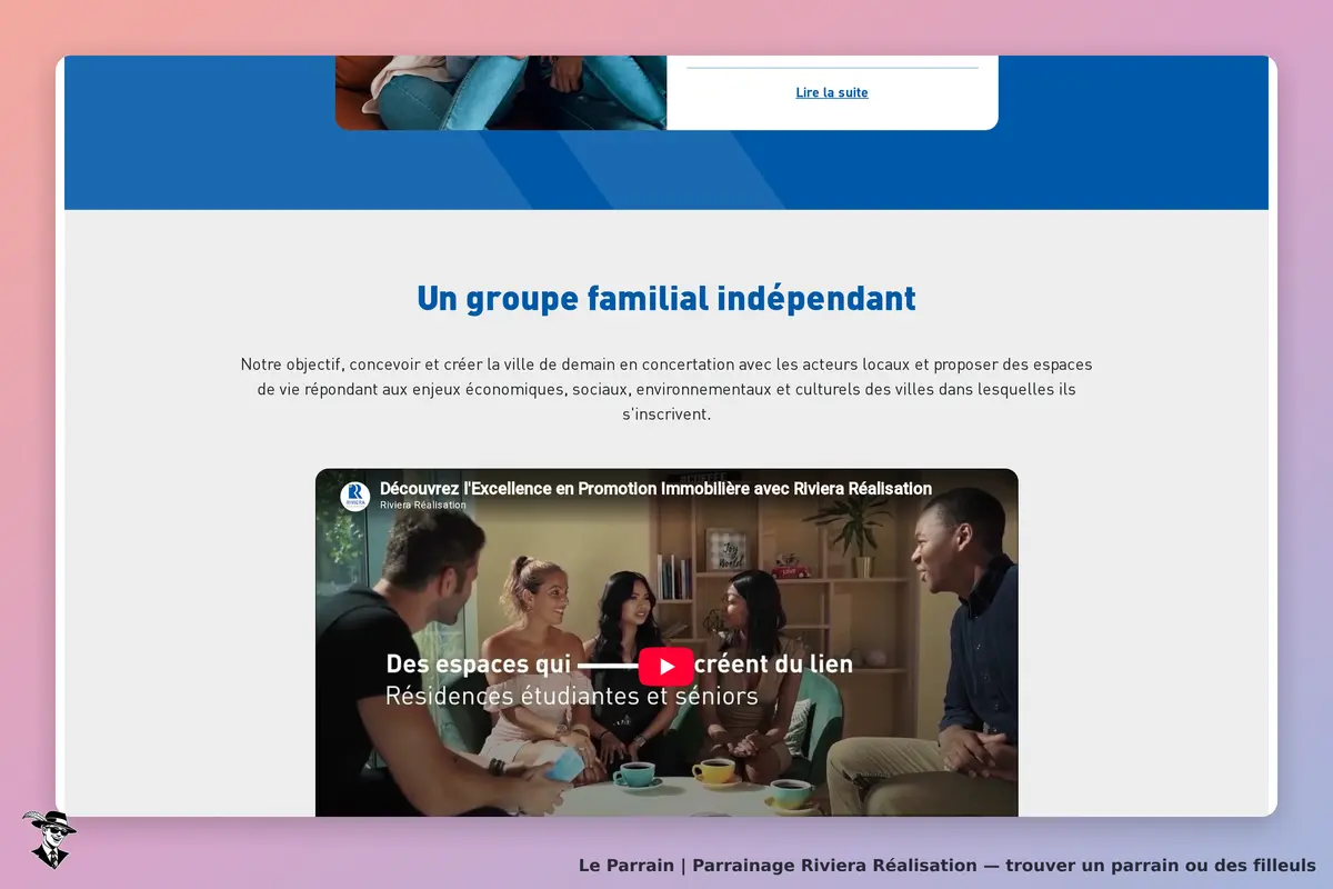 Riviera Réalisation : présentation d'un groupe familial indépendant avec une vidéo et des images