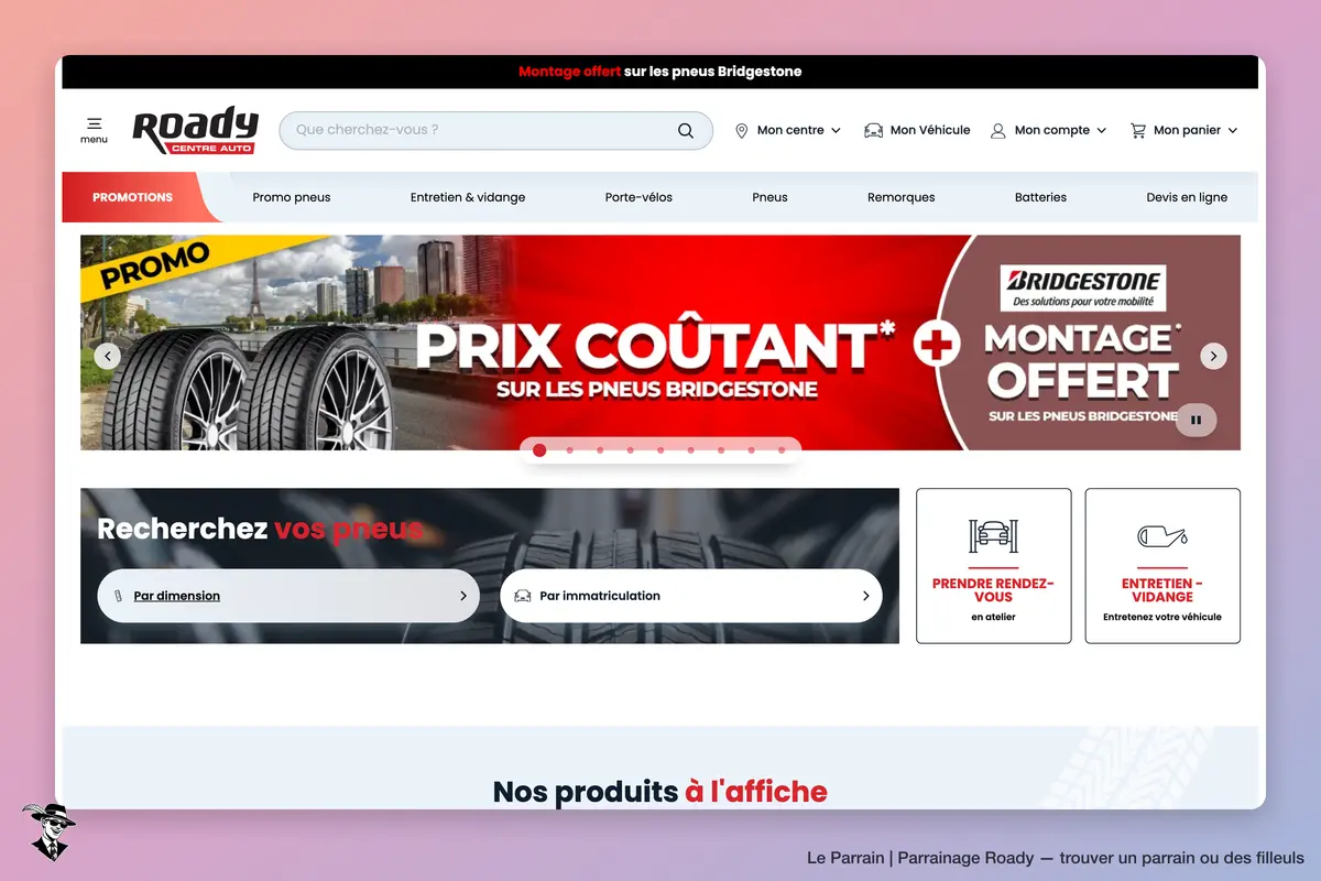 Page d'accueil de Roady