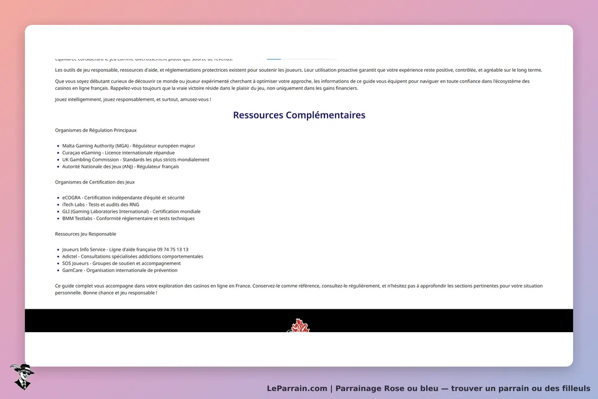 Rose ou bleu : liste d'organismes de régulation et de certification pour le jeu responsable