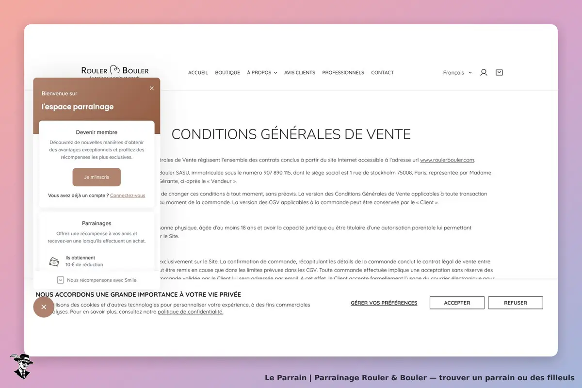 Espace parrainage officiel Rouler & Bouler : remise de 10 € pour l’ami invité