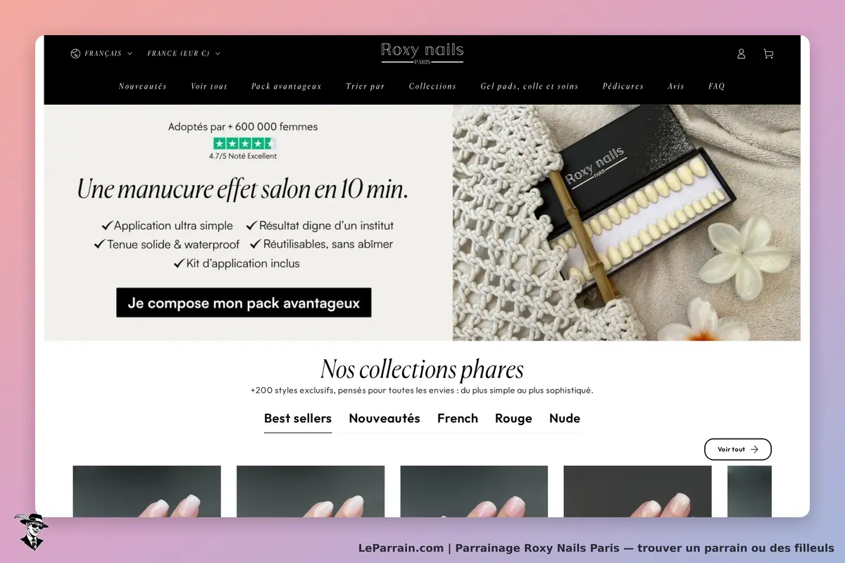 Roxy Nails Paris : roxy Nails : page d'accueil présentant des produits de manucure et des