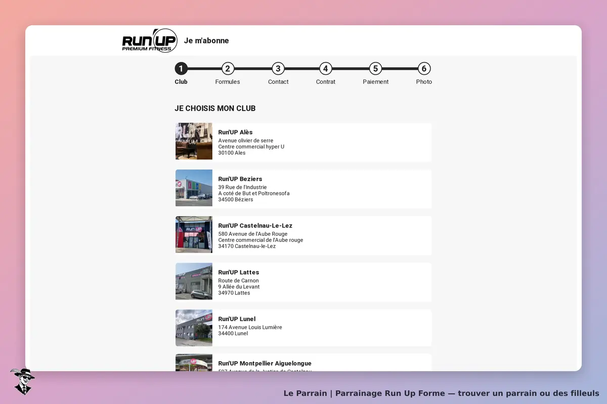 Run Up Forme : sélection de clubs avec adresses et images des établissements affichés