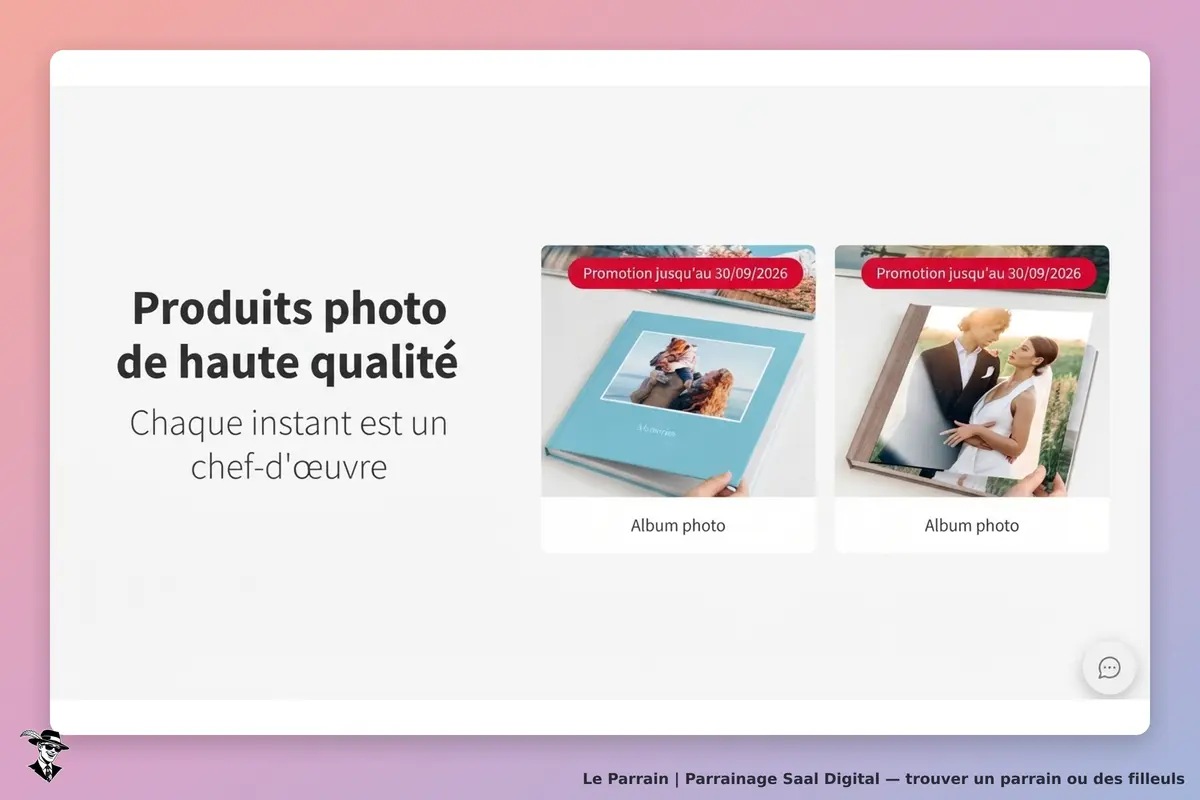 Saal Digital : page d'accueil présentant des albums photo de haute qualité