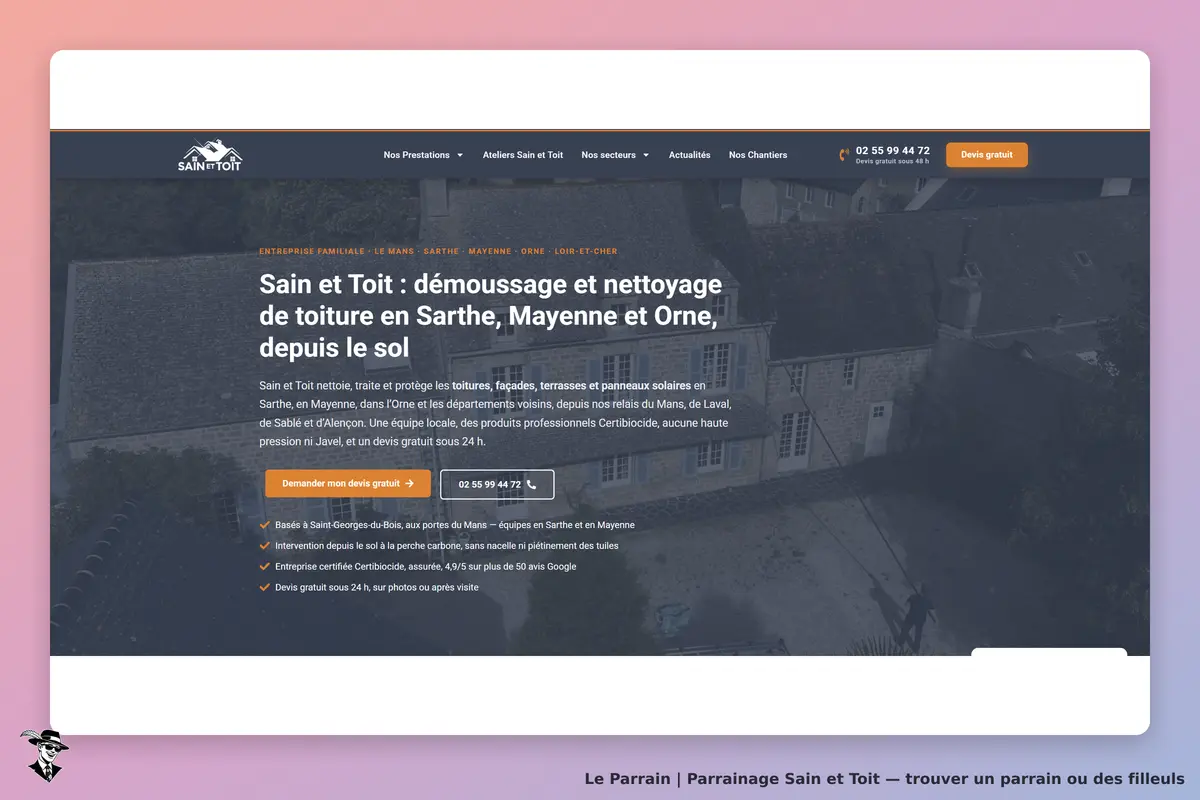 il montre la page d'acceuille du site