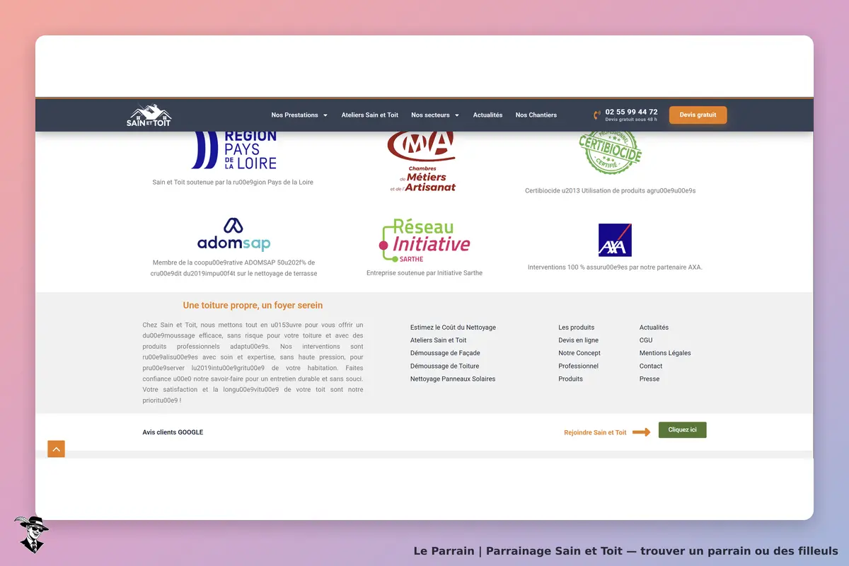 il montre la page d'acceuille du site