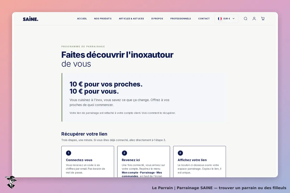 Page parrainage de SAINE