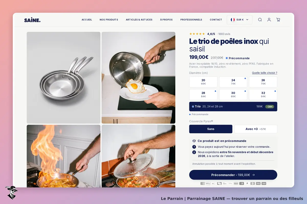 Page produit de SAINE