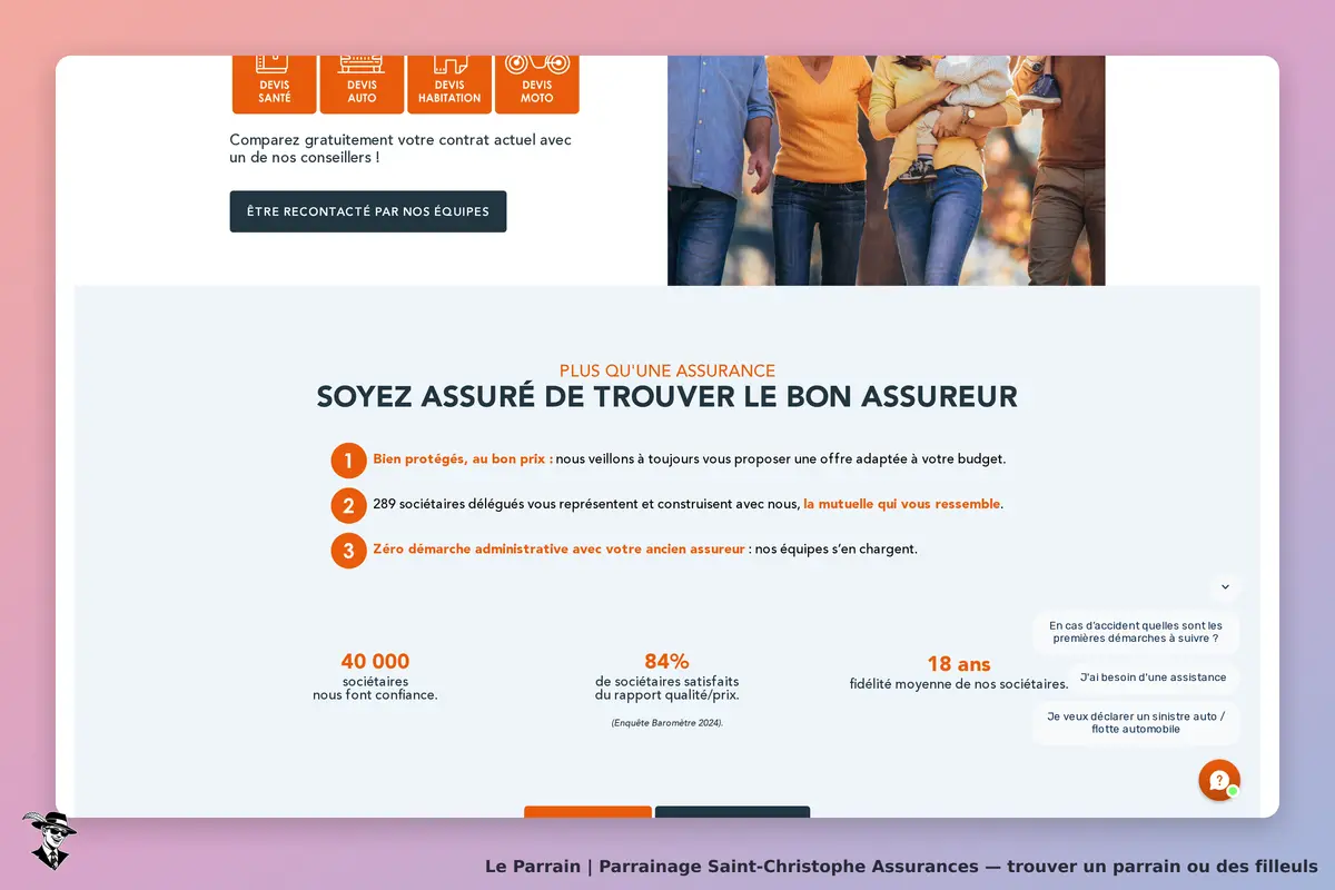 Saint-Christophe Assurances : page d'accueil avec informations sur l'assurance et formulaire
