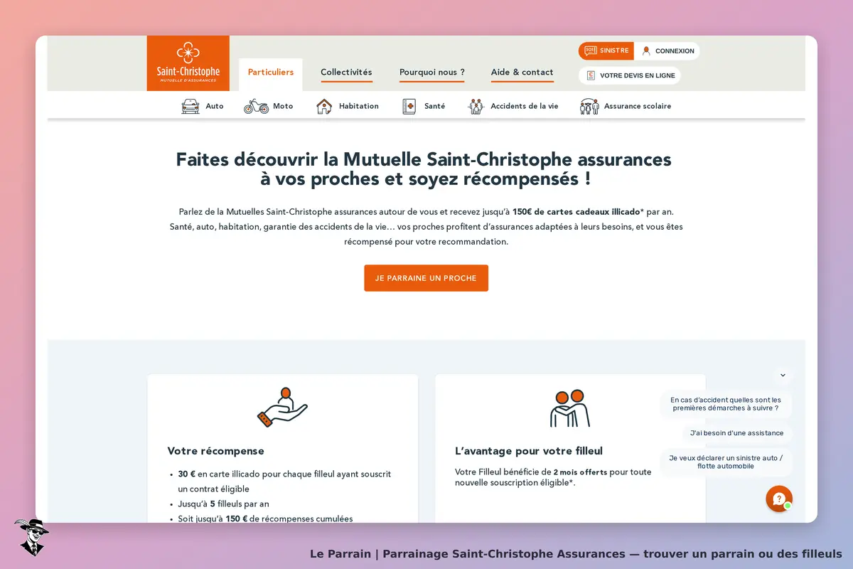 Saint-Christophe Assurances : saint-Christophe : page d'accueil avec informations sur le parrainage