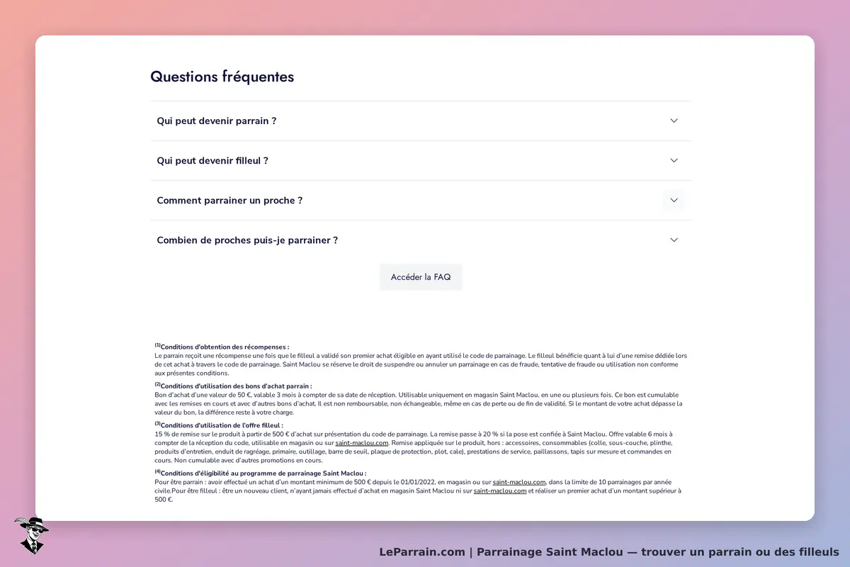 Saint Maclou : section des questions fréquentes avec plusieurs questions déroulantes