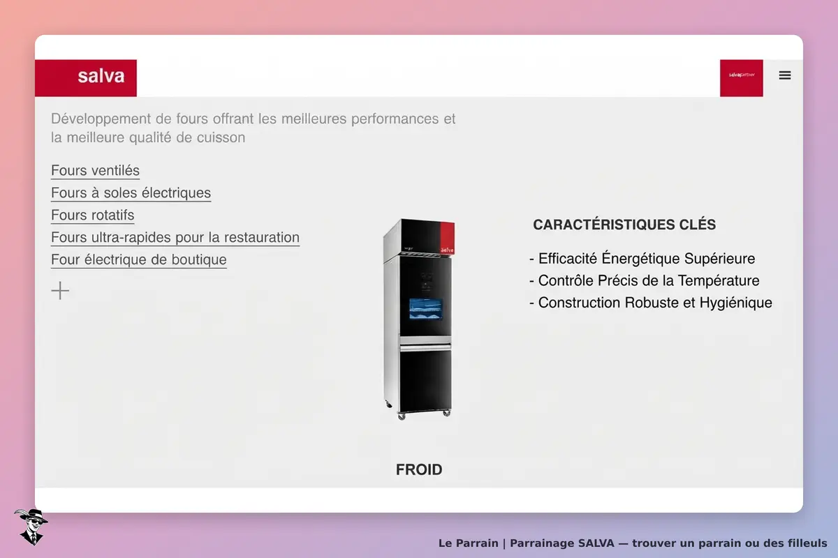 SALVA : page d'accueil présentant des fours et leurs caractéristiques clés