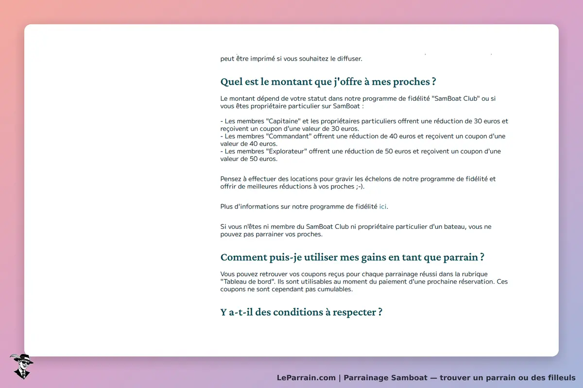 Samboat : explication du programme de fidélité et des réductions pour les membres