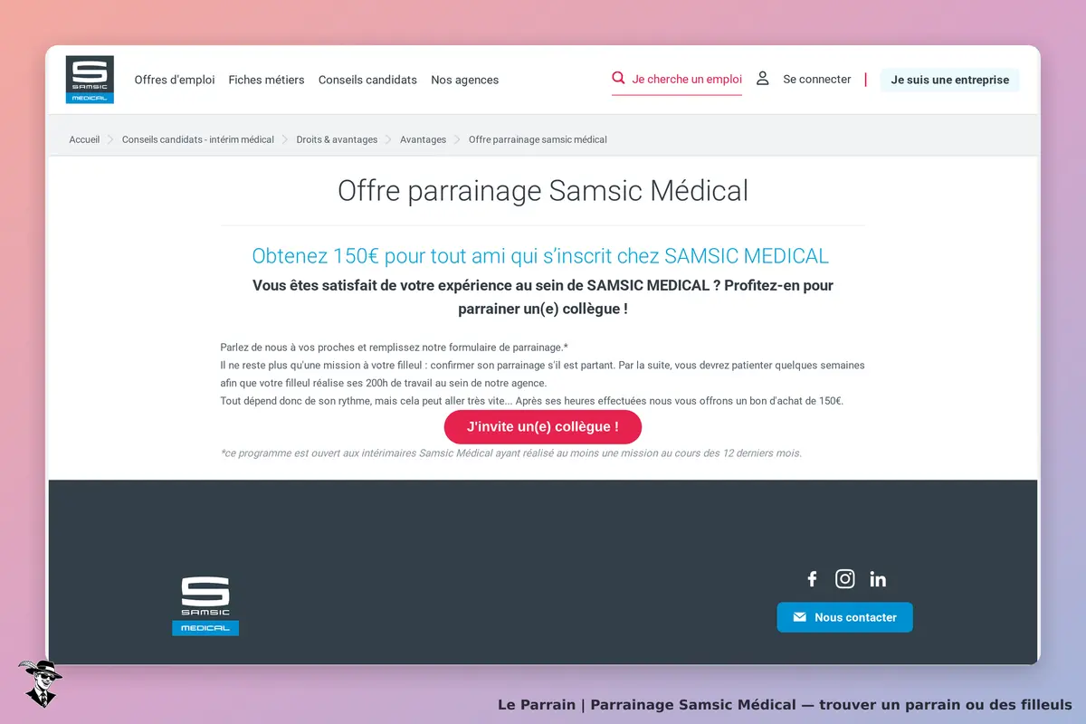 Page parrainage de Samsic Médical