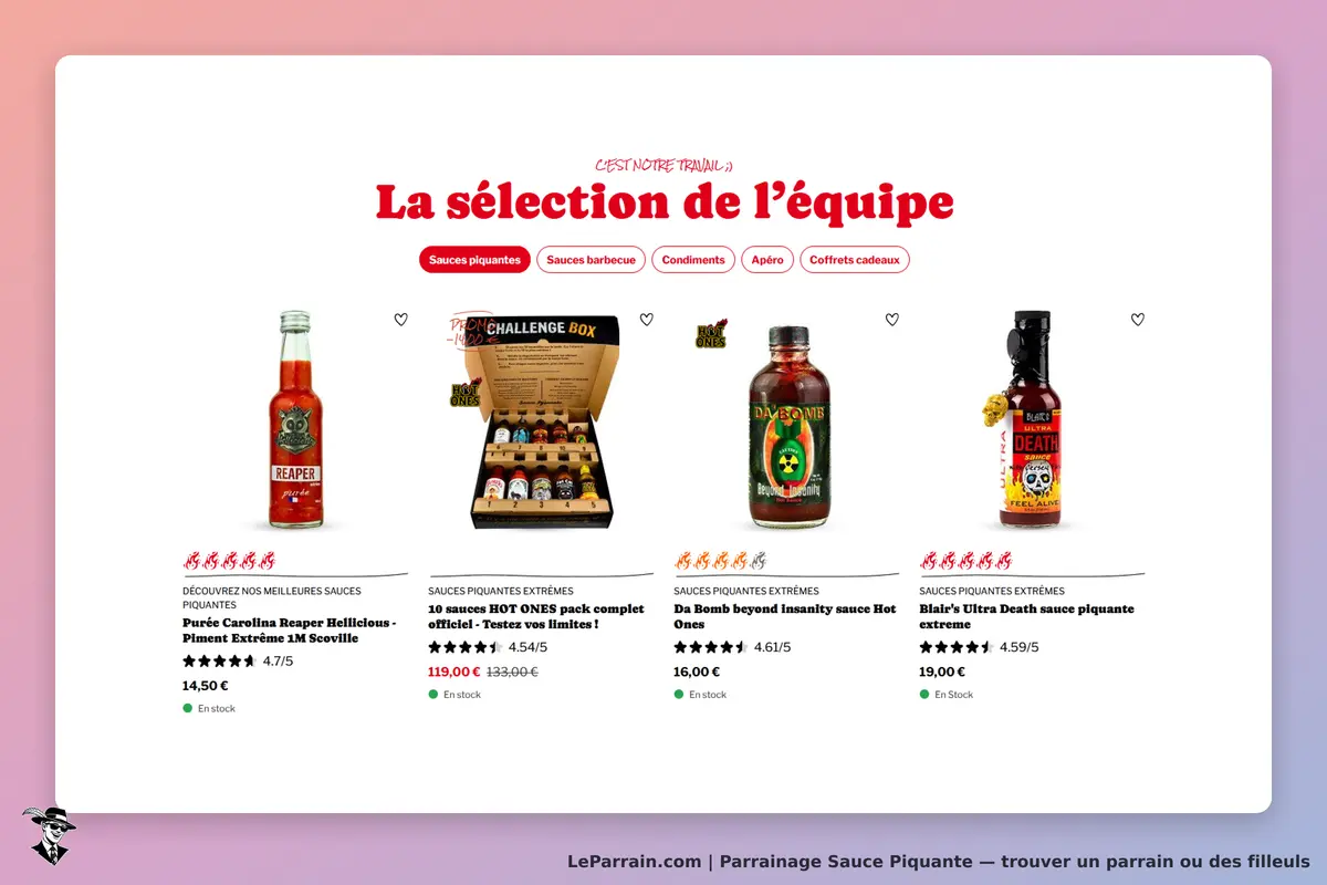 Sauce Piquante : sélection de sauces piquantes avec images et évaluations des produits affichés