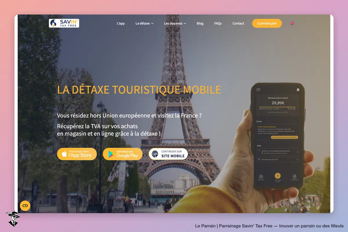 Page d'accueil de Savin' Tax Free