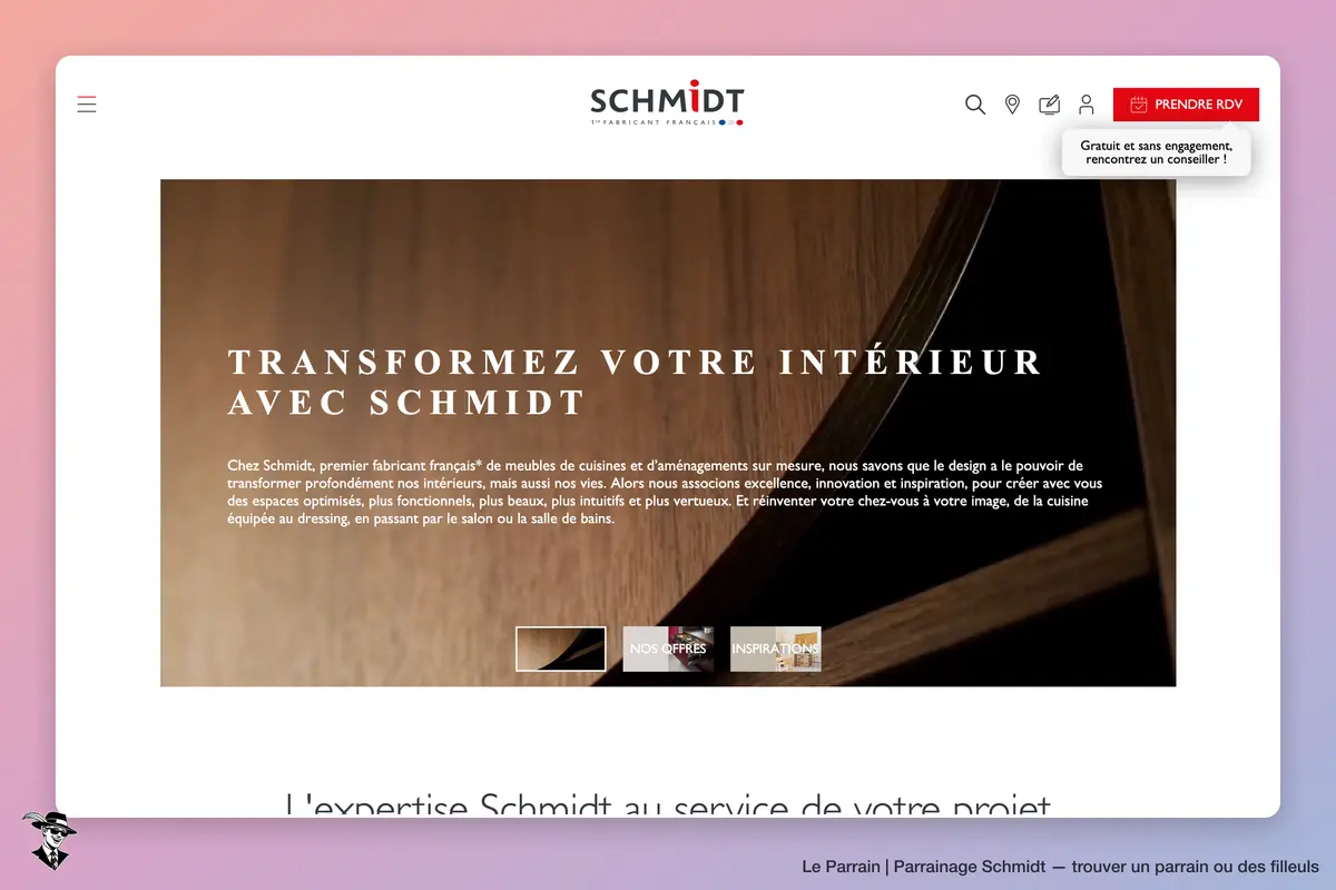 Page d'accueil de Schmidt