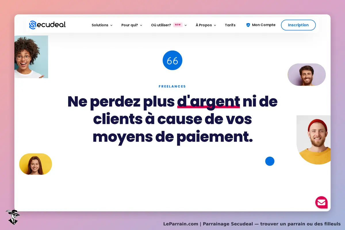 Secudeal : page d'accueil avec un message sur la gestion des moyens de paiement et des visages