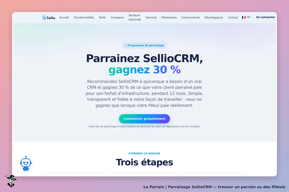 Page parrainage de SellioCRM