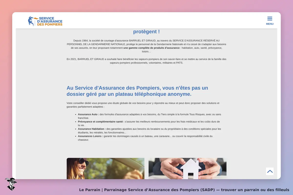 Capture d'écran de Service d’Assurance des Pompiers (SADP)