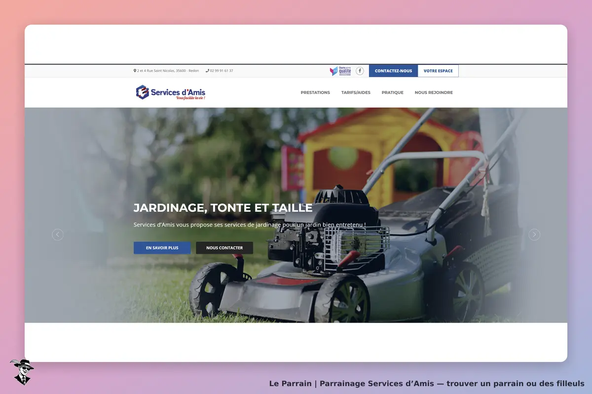 il montre la page d'acceuille du site