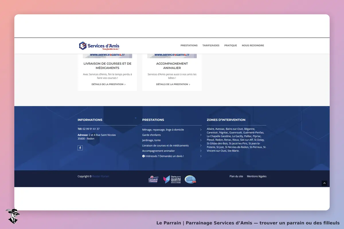 il montre la page d'acceuille du site