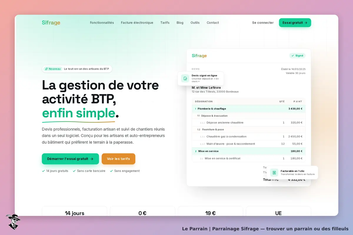 Page d'accueil de Sifrage