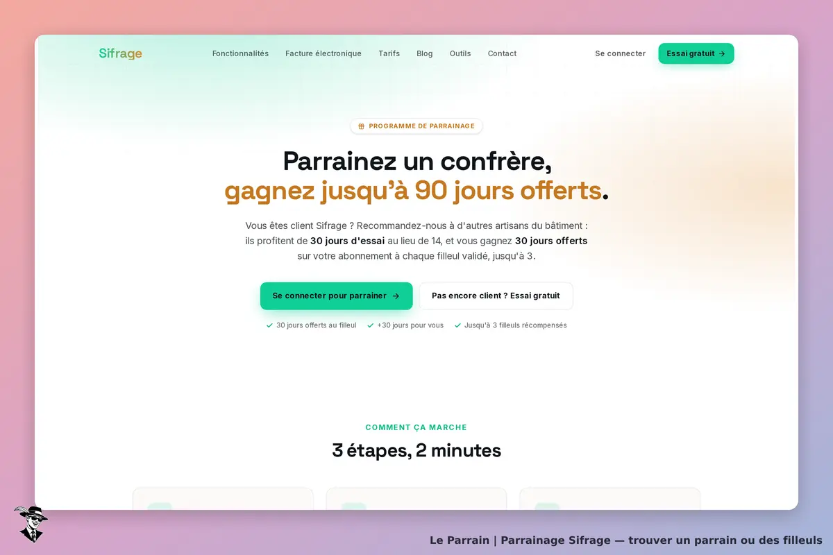 Page parrainage de Sifrage