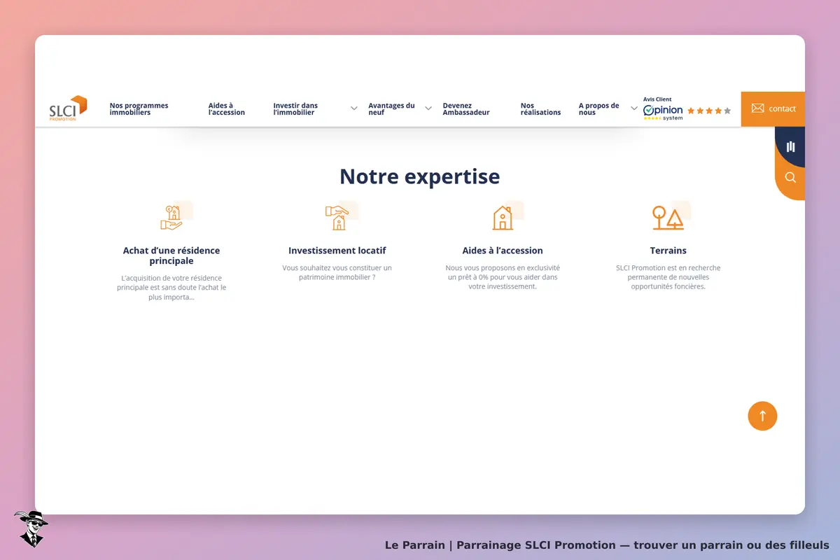 SLCI Promotion : section "Notre expertise" avec quatre domaines d'activité affichés