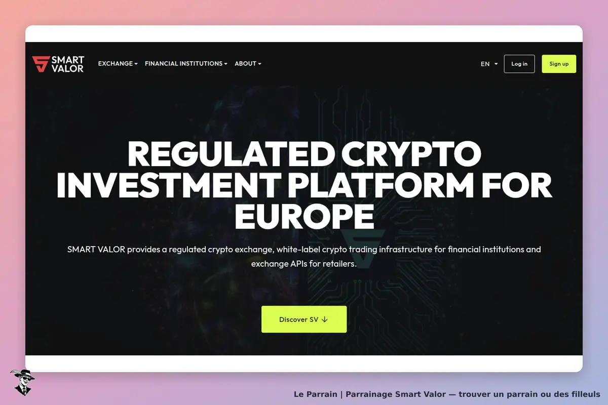 Smart Valor : page d'accueil présentant une plateforme d'investissement en crypto-monnaies pour