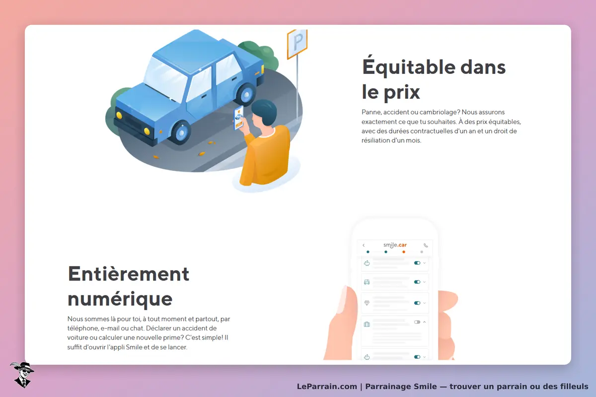 Smile : illustration d'un automobiliste utilisant une application sur son smartphone près d'une