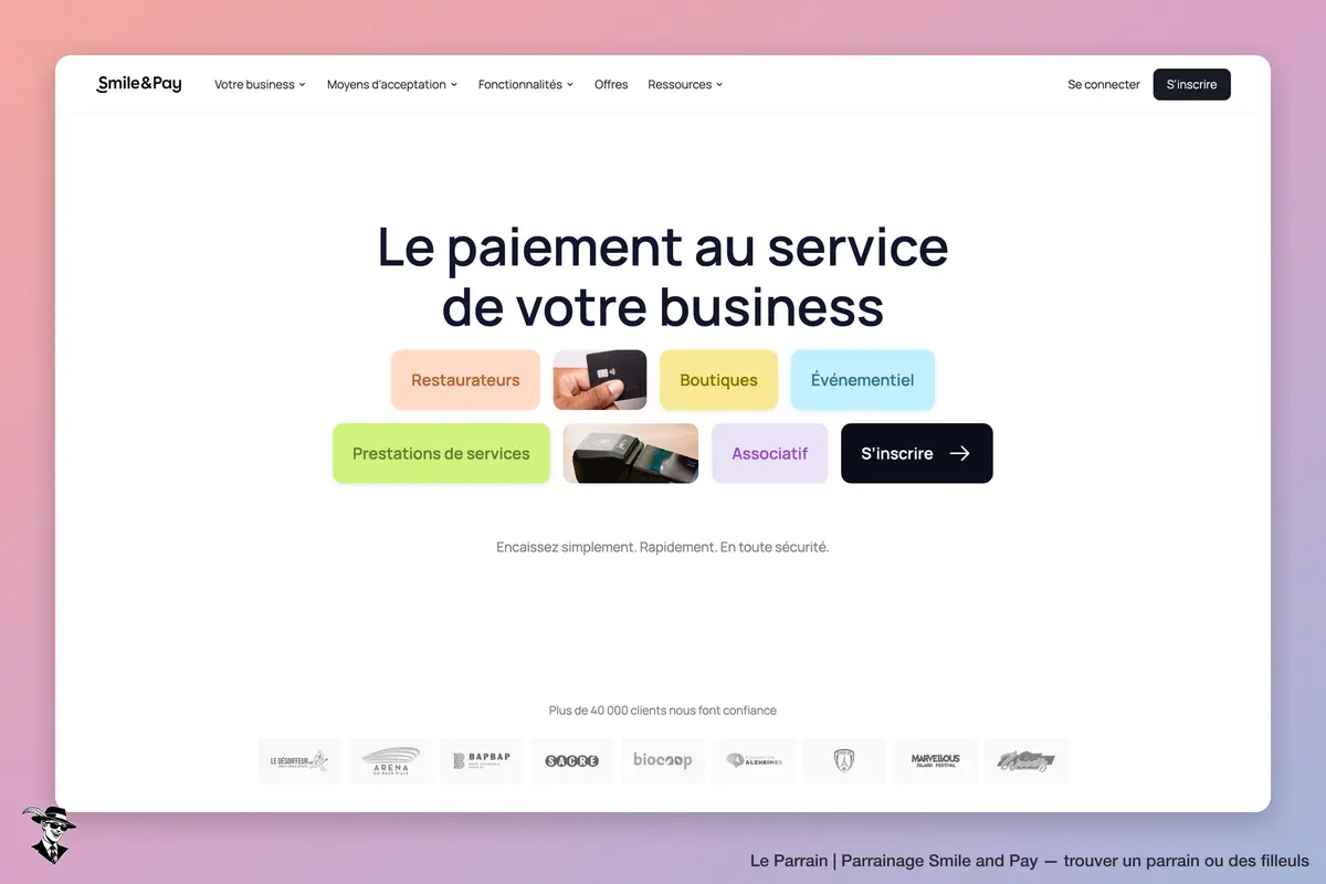 Page d'accueil de Smile and Pay