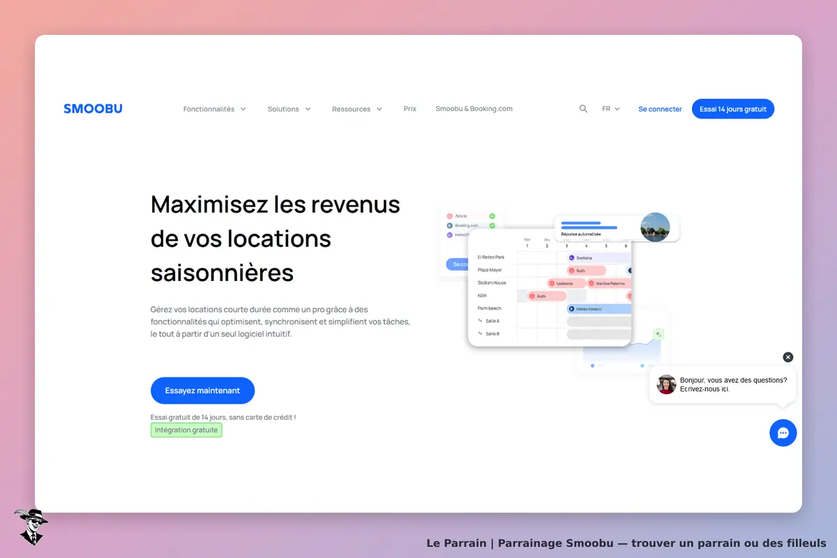 Smoobu : page d'accueil présentant des outils pour optimiser les locations saisonnières