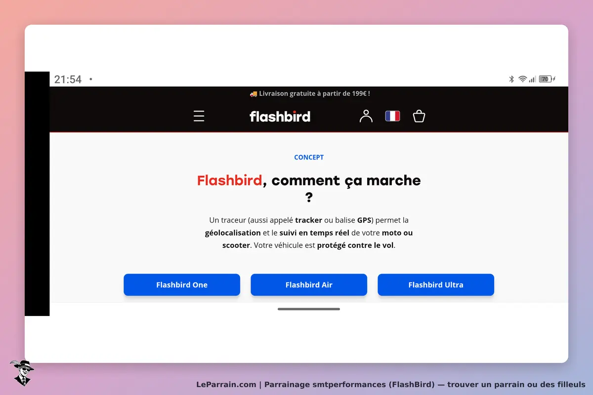 smtperformances (FlashBird) : flashBird : page d'accueil présentant le concept et trois produits de
