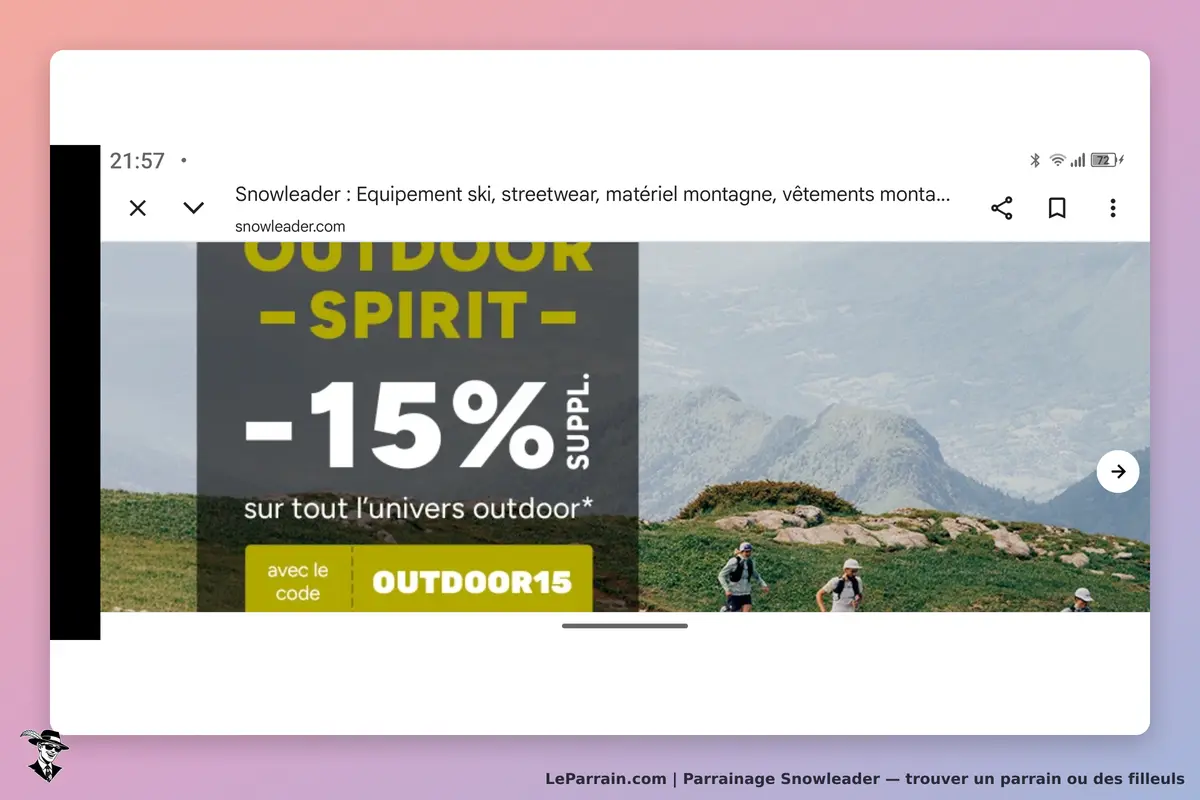 Snowleader : promotion sur l'univers outdoor avec des personnes en montagne en arrière-plan