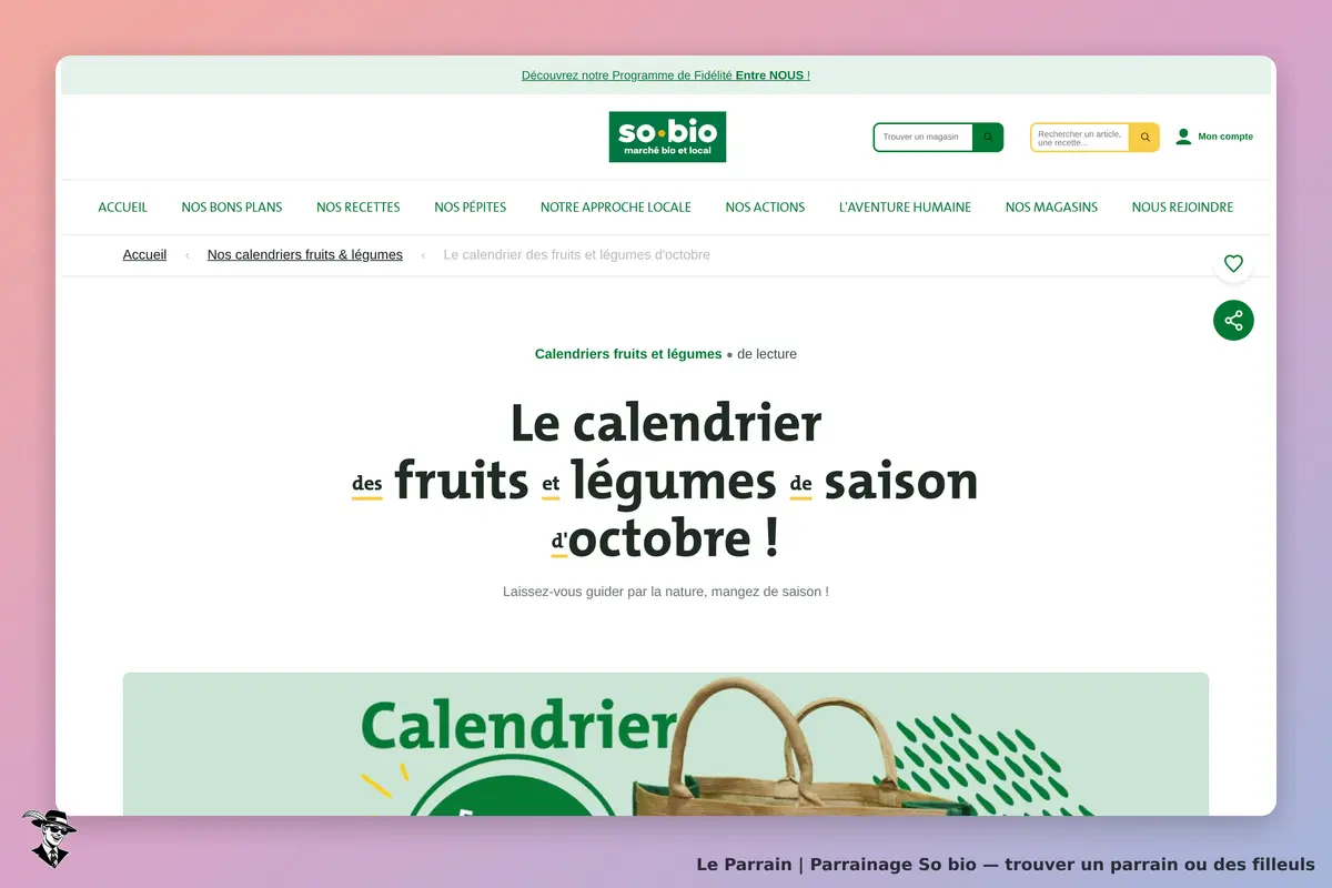 So bio : page sur le calendrier des fruits et légumes de saison d'octobre