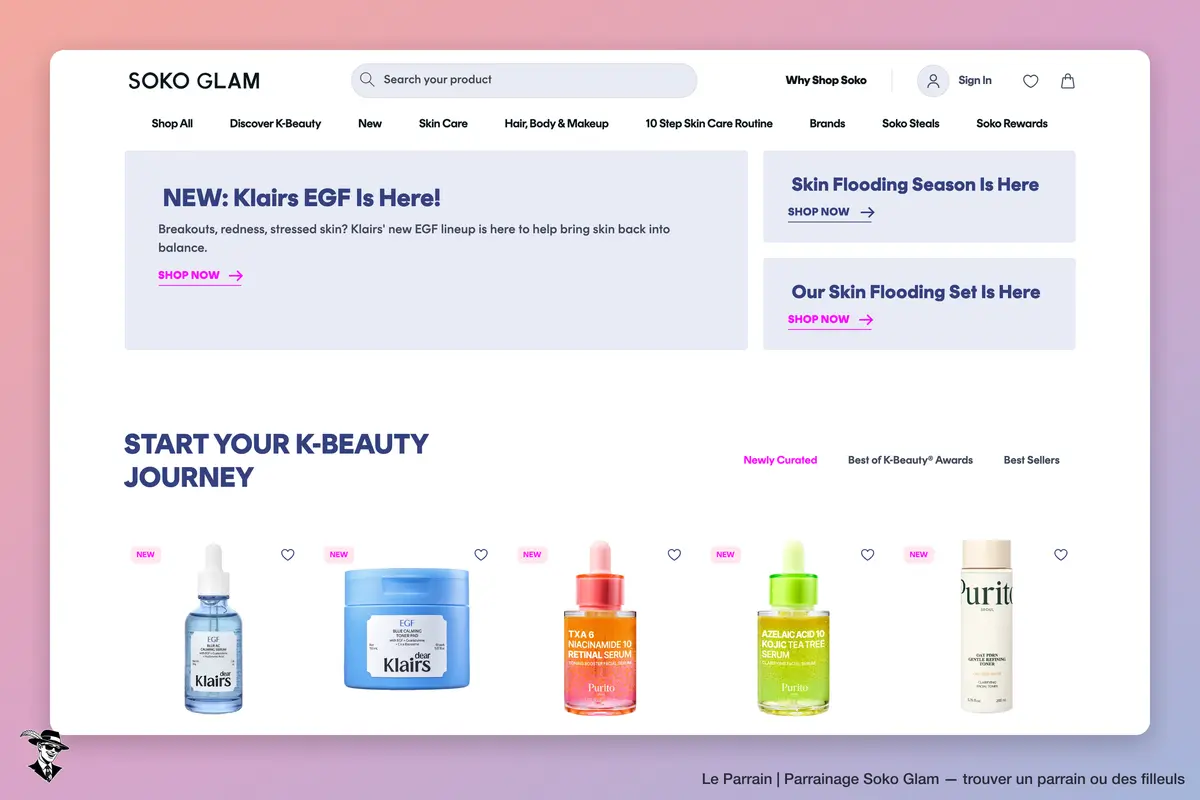 Page d'accueil de Soko Glam
