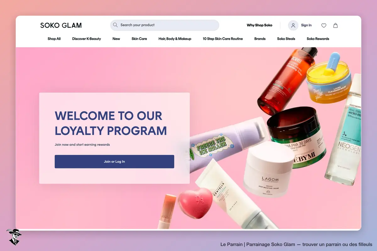 Page parrainage de Soko Glam