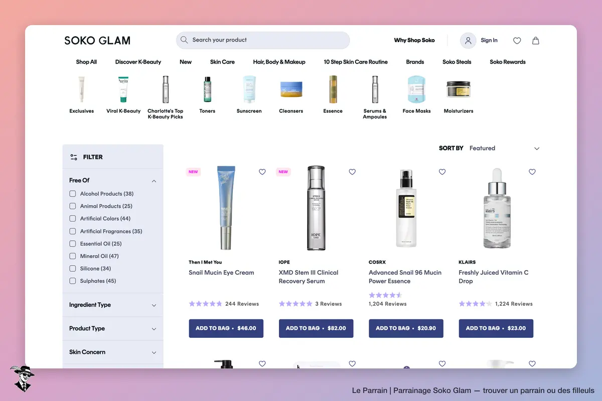 Page catégorie de Soko Glam