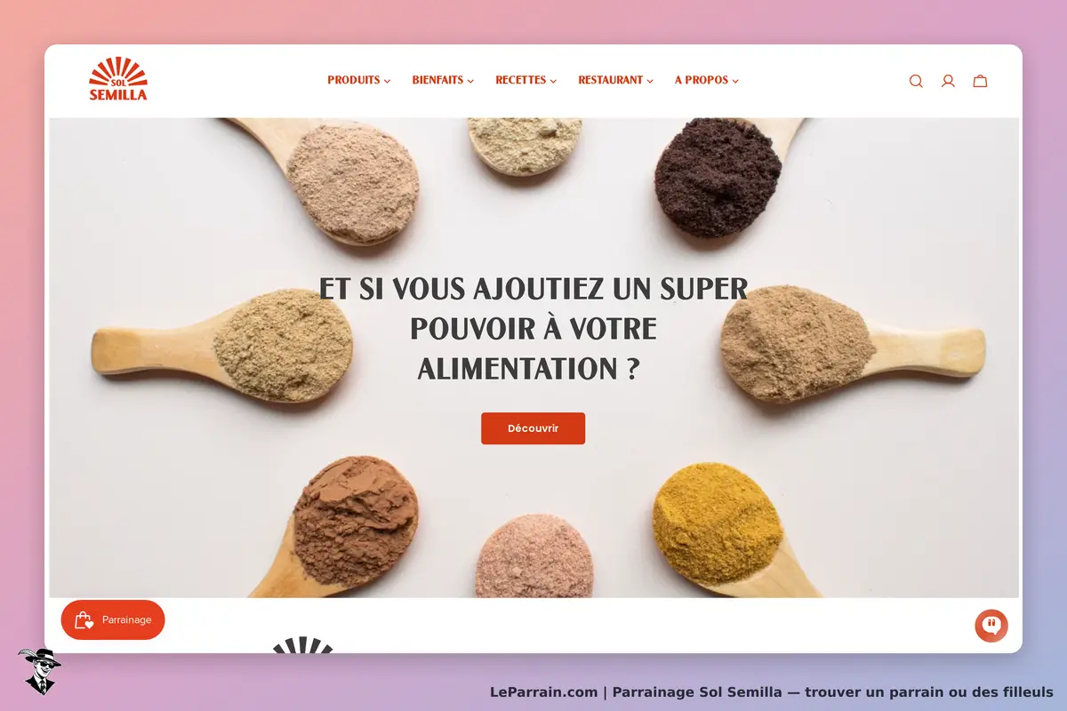 Sol Semilla : plusieurs cuillères en bois remplies de poudres colorées sur fond clair