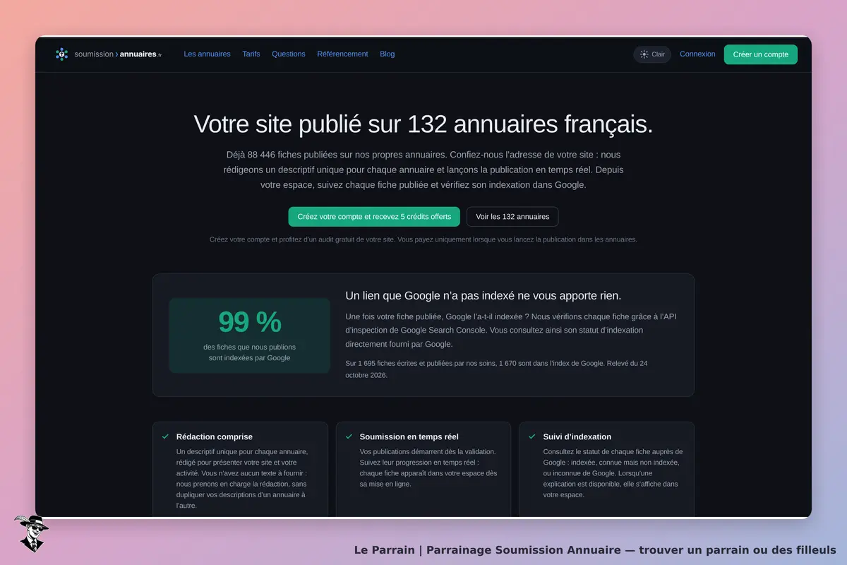 Page parrainage de Soumission Annuaire