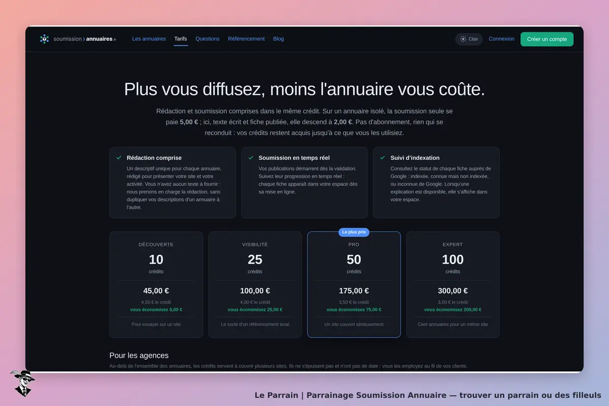 Capture d'écran de Soumission Annuaire