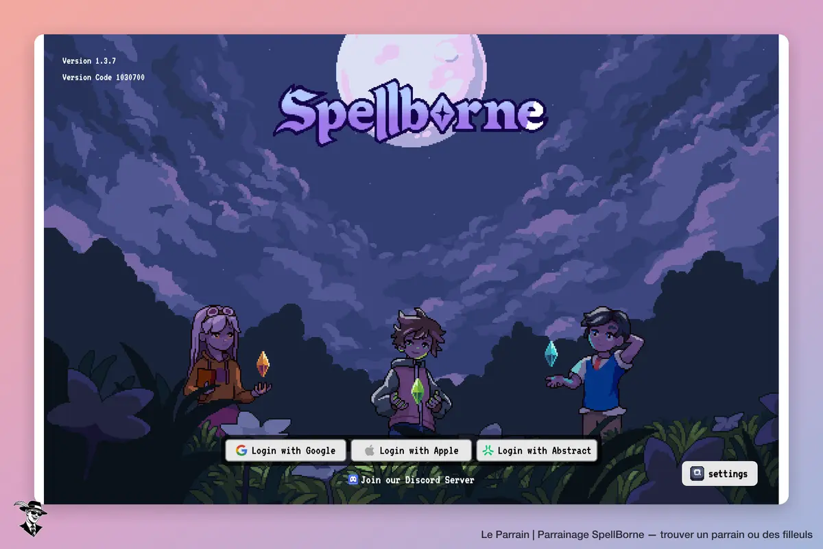 Page d'accueil de SpellBorne