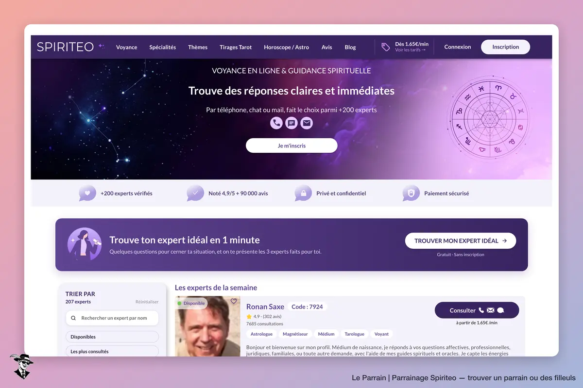 Page d'accueil de Spiriteo