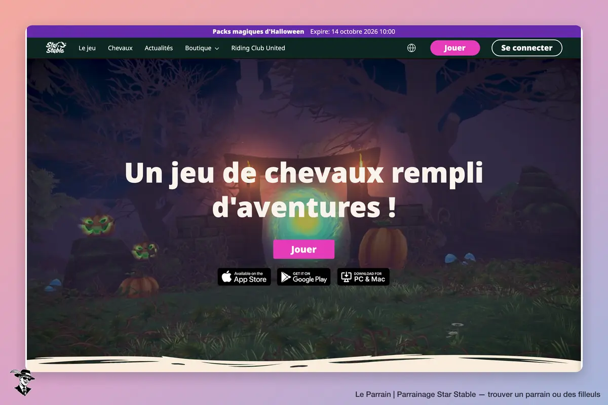 Page d'accueil de Star Stable