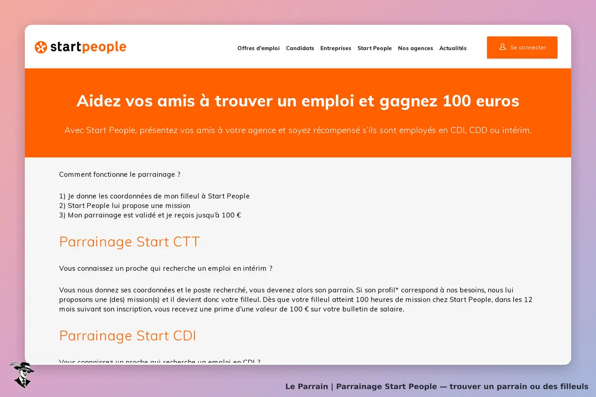Start People : startpeople : page d'accueil présentant le programme de parrainage et ses étapes